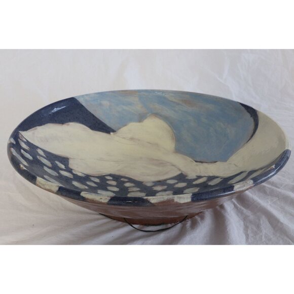 Vintage 1970’s Handmade Extremely Large "Cloud" Pottery Bowl Signed By Artist - Picture 3 of 10